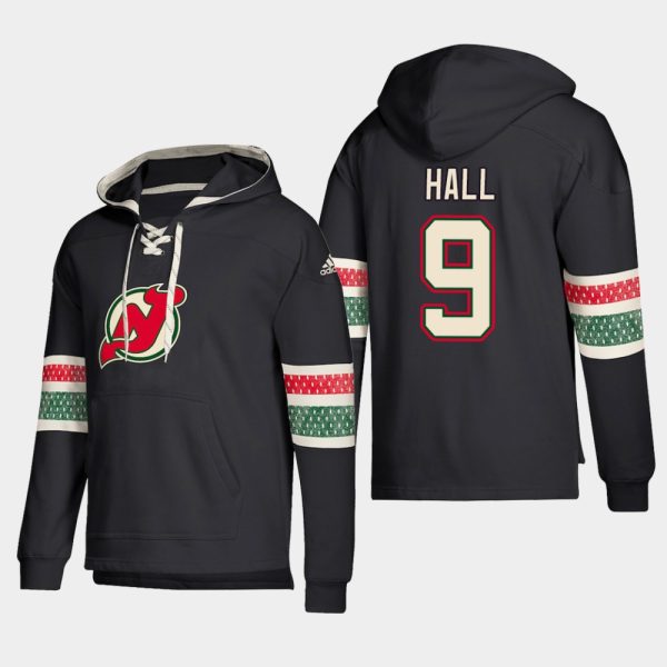 Stunning New Jersey Devils #9 Taylor Hall Black adidas Lace Up Pullover Hoodie to stand out at the arena