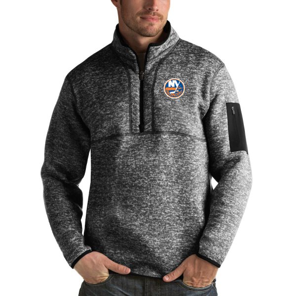 Impressive New York Islanders Antigua Fortune Quarter Zip Pullover Jacket Charcoal to show your team spirit