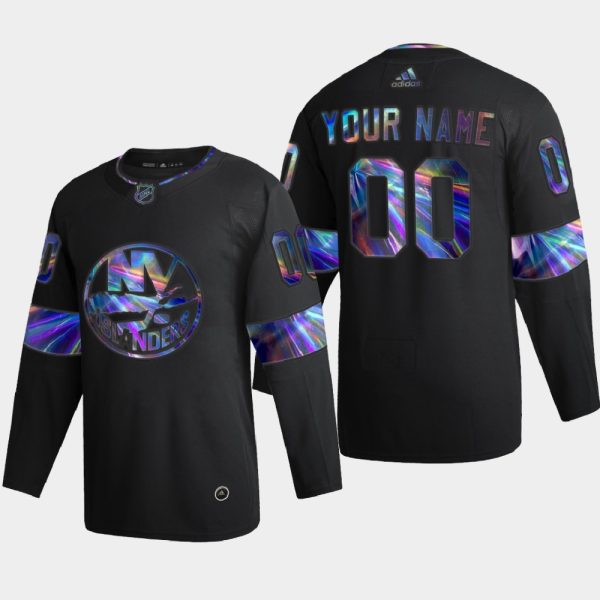 Gorgeous New York Islanders Custom Men's Nike Iridescent Holographic Collection MLB Jersey Black to complete your fan gear collection