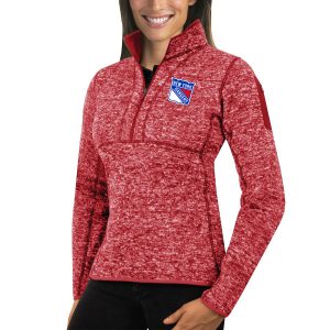 Unique New York Rangers Antigua Women's Fortune 1/2 Zip Pullover Sweater Red for ultimate sports enthusiasts