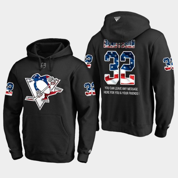 Stylish Penguins #32 Lukas Bengtsson NHL Banner Wave Usa Flag Black Hoodie to stand out at the arena