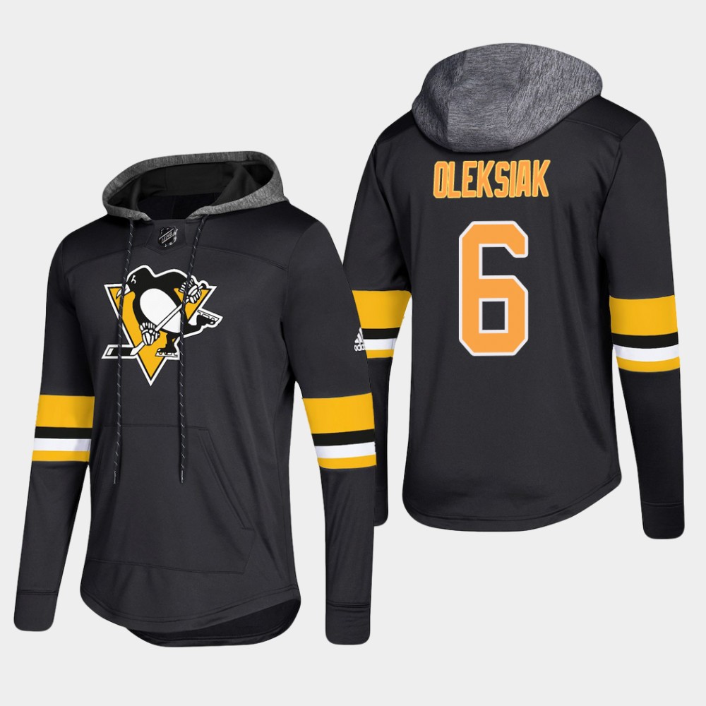 Sleek Penguins #6 Jamie Oleksiak Black 2018 Pullover Platinum Hoodie to complete your fan gear collection
