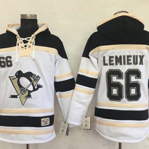 Stunning Penguins #66 Mario Lemieux White Sawyer Hooded Sweatshirt Stitched NHL Jersey to show your team spirit