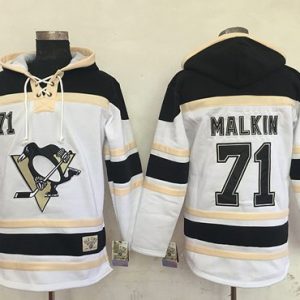 Stunning Penguins #71 Evgeni Malkin White Sawyer Hooded Sweatshirt Stitched NHL Jersey for ultimate sports enthusiasts