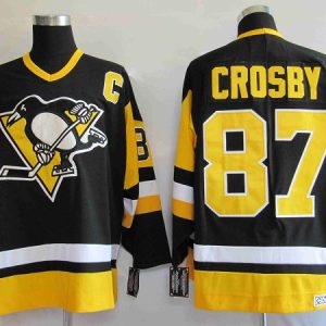 Stunning Penguins #87 Sidney Crosby Stitched Black Mitchell&Ness NHL Jersey to show your team spirit