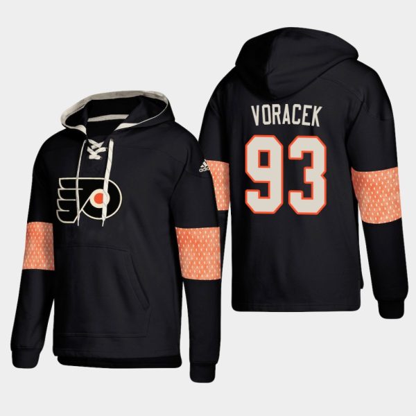 Stunning Philadelphia Flyers #93 Jakub Voracek Black adidas Lace Up Pullover Hoodie for ultimate sports enthusiasts