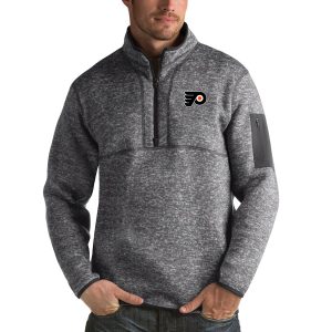 Impressive Philadelphia Flyers Antigua Fortune Quarter Zip Pullover Jacket Black to complete your fan gear collection