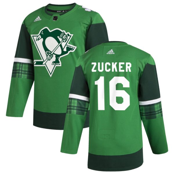 Impressive Pittsburgh Penguins #16 Jason Zucker Men's Adidas 2020 St. Patrick's Day Stitched NHL Jersey Green to stand out at the arena