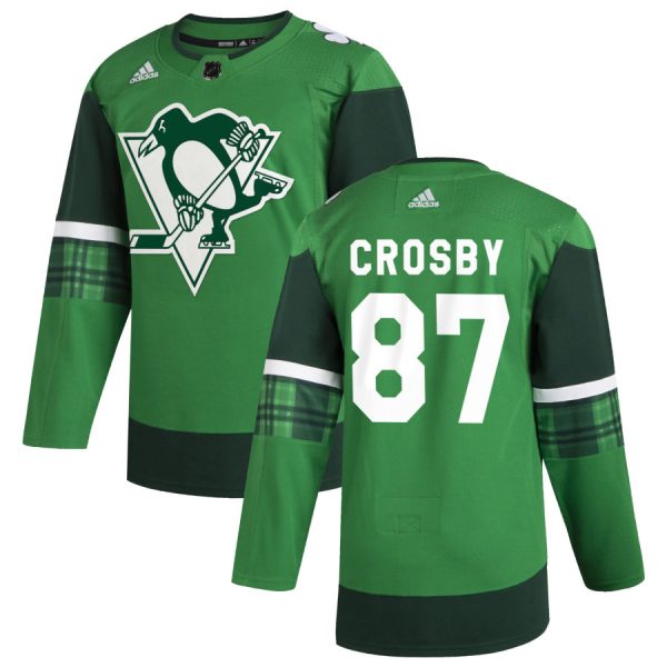 Impressive Pittsburgh Penguins #87 Sidney Crosby Men's Adidas 2020 St. Patrick's Day Stitched NHL Jersey Green for die - hard hockey fans