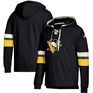 Unique Pittsburgh Penguins adidas Jersey Lace Up Pullover Hoodie Black for ultimate sports enthusiasts