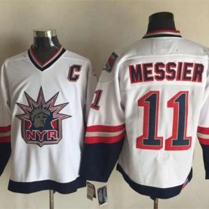Amazing Rangers #11 Mark Messier White CCM Statue of Liberty Stitched NHL Jersey perfect for game days
