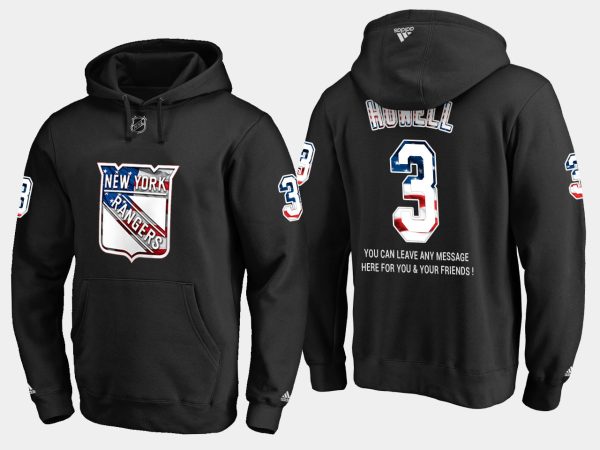 Impressive Rangers #3 Harry Howell NHL Banner Wave Usa Flag Black Hoodie perfect for game days