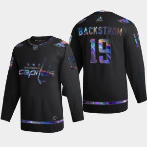 Impressive Washington Capitals #19 Nicklas Backstrom Men's Nike Iridescent Holographic Collection NHL Jersey Black to stand out at the arena