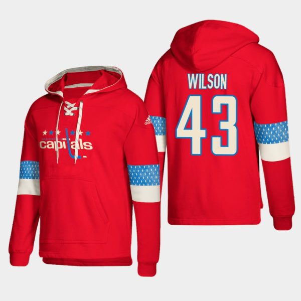 Impressive Washington Capitals #43 Tom Wilson Red adidas Lace Up Pullover Hoodie a must - have for collectors