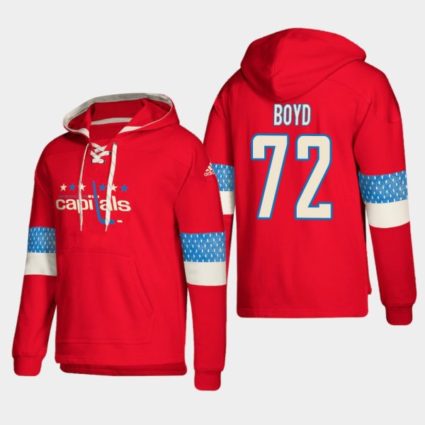 Stylish Washington Capitals #72 Travis Boyd Red adidas Lace Up Pullover Hoodie to stand out at the arena