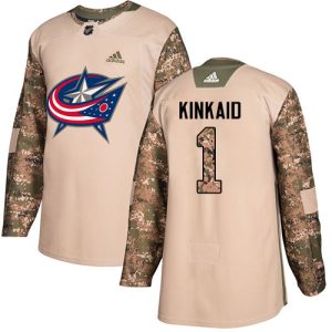 Fantastic Adidas Blue Jackets #1 Keith Kinkaid Camo Authentic 2017 Veterans Day Stitched NHL Jersey to stand out at the arena