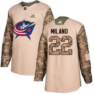 Unique Adidas Blue Jackets #22 Sonny Milano Camo Authentic 2017 Veterans Day Stitched NHL Jersey a must - have for collectors