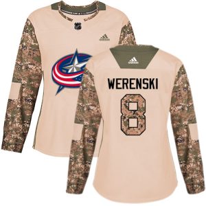 Stunning Adidas Blue Jackets #8 Zach Werenski Camo Authentic 2017 Veterans Day Women's Stitched NHL Jersey for ultimate sports enthusiasts