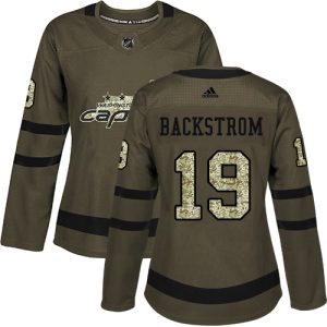 Amazing Adidas Capitals #19 Nicklas Backstrom Green Salute to Service Women's Stitched NHL Jersey to stand out at the arena