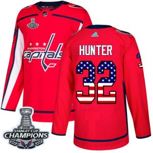 Impressive Adidas Capitals #32 Dale Hunter Red Home Authentic USA Flag Stanley Cup Final Champions Stitched NHL Jersey for ultimate sports enthusiasts