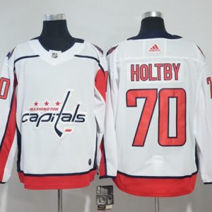 Stunning Adidas Capitals #70 Braden Holtby White Road Authentic Stitched NHL Jersey perfect for game days