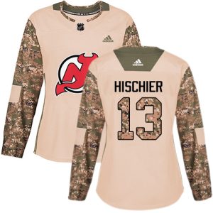 Sleek Adidas Devils #13 Nico Hischier Camo Authentic 2017 Veterans Day Women's Stitched NHL Jersey perfect for game days