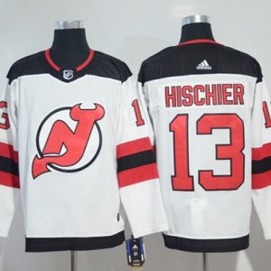 Fantastic Adidas Devils #13 Nico Hischier White Road Authentic Stitched NHL Jersey for die - hard hockey fans