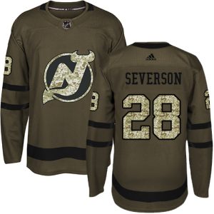 Fantastic Adidas Devils #28 Damon Severson Green Salute to Service Stitched NHL Jersey to complete your fan gear collection