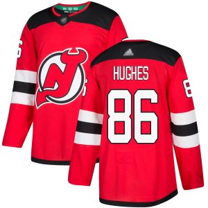 Stunning Adidas Devils #86 Jack Hughes Red Home Authentic Stitched NHL Jersey for ultimate sports enthusiasts