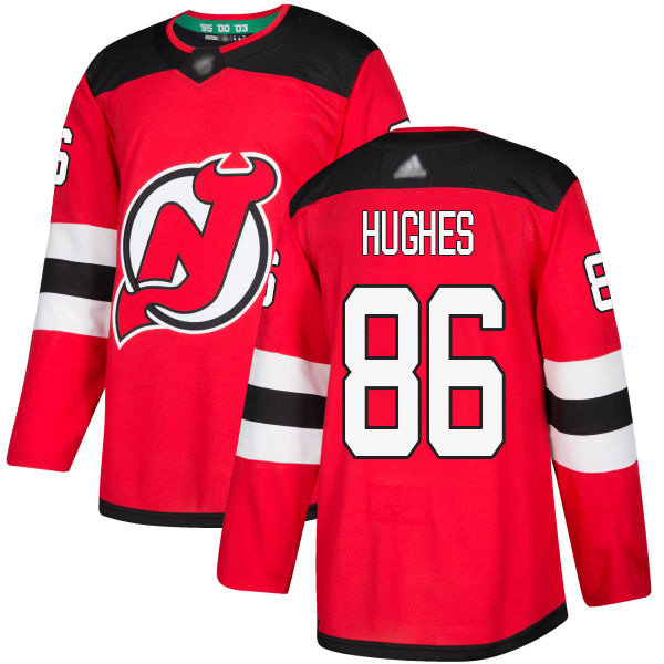 Stunning Adidas Devils #86 Jack Hughes Red Home Authentic Stitched NHL Jersey for ultimate sports enthusiasts