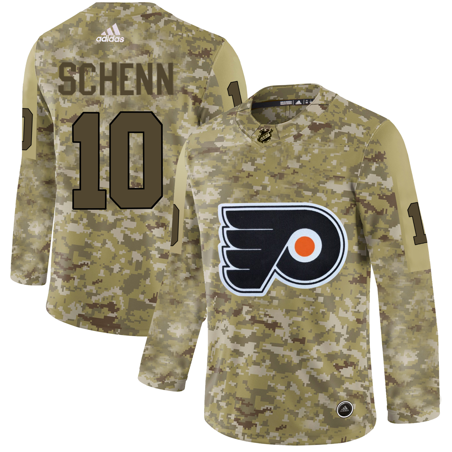 Stunning Adidas Flyers #10 Luke Schenn Camo Authentic Stitched NHL Jersey to complete your fan gear collection