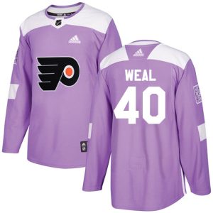Gorgeous Adidas Flyers #40 Jordan Weal Purple Authentic Fights Cancer Stitched NHL Jersey a must - have for collectors
