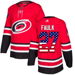 Amazing Adidas Hurricanes #27 Justin Faulk Red Home Authentic USA Flag Stitched Youth NHL Jersey to show your team spirit