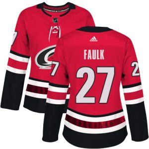 Sleek Adidas Hurricanes #27 Justin Faulk Red Home Authentic Women's Stitched NHL Jersey for ultimate sports enthusiasts