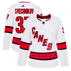 Fantastic Adidas Hurricanes #37 Andrei Svechnikov White Road Authentic Women's Stitched NHL Jersey perfect for game days