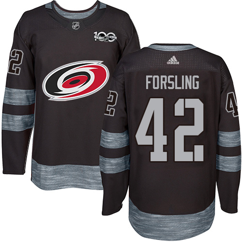 Sleek Adidas Hurricanes #42 Gustav Forsling Black 1917 2017 100th Anniversary Stitched NHL Jersey a must - have for collectors