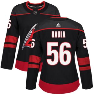 Impressive Adidas Hurricanes #56 Erik Haula Black Alternate Authentic Women's Stitched NHL Jersey perfect for game days