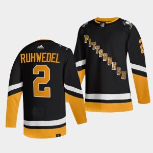Stylish Adidas Penguins #2 Chad Ruhwedel Men's 2021 22 Alternate Authentic NHL Jersey Black perfect for game days