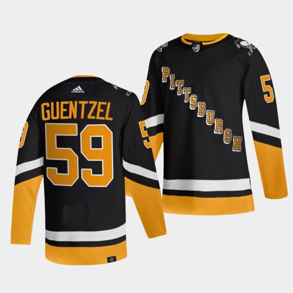 Impressive Adidas Penguins #59 Jake Guentzel Men's 2021 22 Alternate Authentic NHL Jersey Black perfect for game days