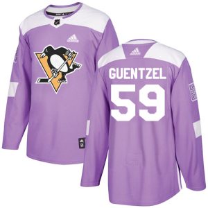 Amazing Adidas Penguins #59 Jake Guentzel Purple Authentic Fights Cancer Stitched Youth NHL Jersey to show your team spirit
