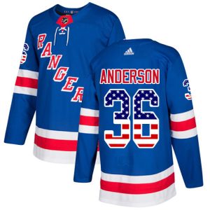 Sleek Adidas Rangers #36 Glenn Anderson Royal Blue Home Authentic USA Flag Stitched NHL Jersey perfect for game days