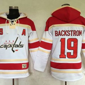 Amazing Capitals #19 Nicklas Backstrom White Sawyer Hooded Sweatshirt Stitched NHL Jersey for die - hard hockey fans