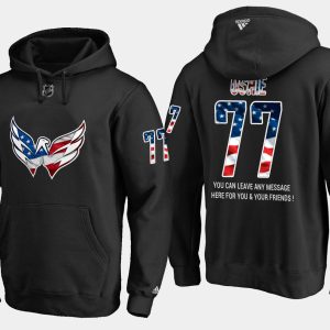 Gorgeous Capitals #77 T.J Oshie NHL Banner Wave Usa Flag Black Hoodie to complete your fan gear collection