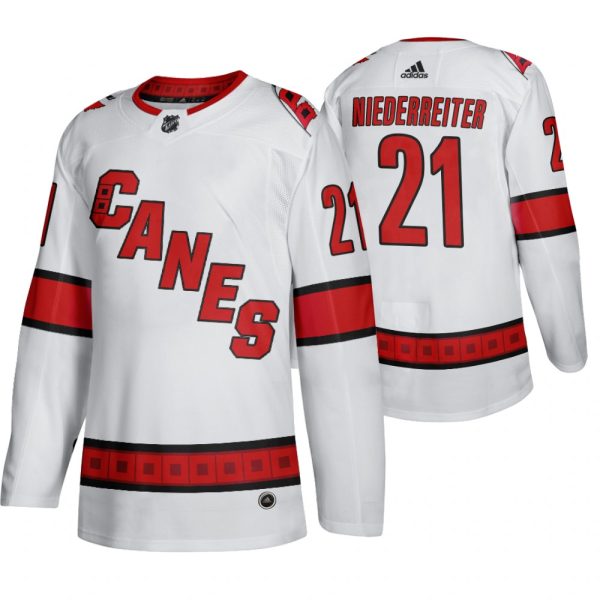 Fantastic Carolina Hurricanes #21 Nino Niederreiter Men's 2019 20 Away Authentic Player White Stitched NHL Jersey for die - hard hockey fans