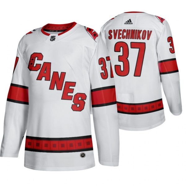 Gorgeous Carolina Hurricanes #37 Andrei Svechnikov Men's 2019 20 Away Authentic Player White Stitched NHL Jersey perfect for game days