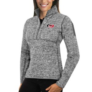 Impressive Carolina Hurricanes Antigua Women's Fortune 1/2 Zip Pullover Sweater Black to show your team spirit
