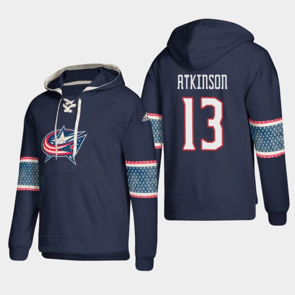 Fantastic Columbus Blue Jackets #13 Cam Atkinson Blue adidas Lace Up Pullover Hoodie a must - have for collectors