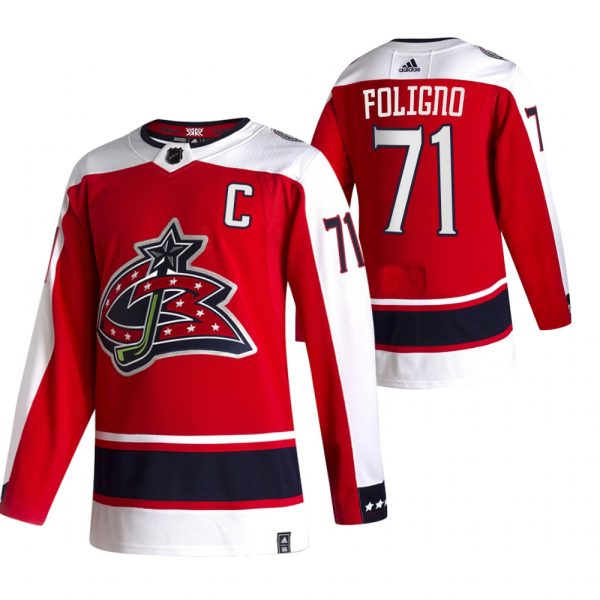 Unique Columbus Blue Jackets #71 Nick Foligno Red Men's Adidas 2020 21 Reverse Retro Alternate NHL Jersey perfect for game days