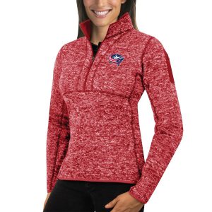 Stunning Columbus Blue Jackets Antigua Women's Fortune 1/2 Zip Pullover Sweater Red perfect for game days