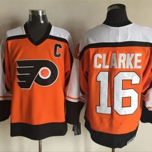 Impressive Flyers #16 Bobby Clarke Orange/Black CCM Throwback Stitched NHL Jersey to stand out at the arena